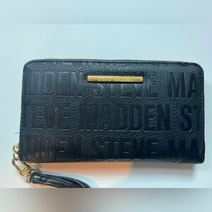 Steve Madden Black Embossed Clutch Wallet